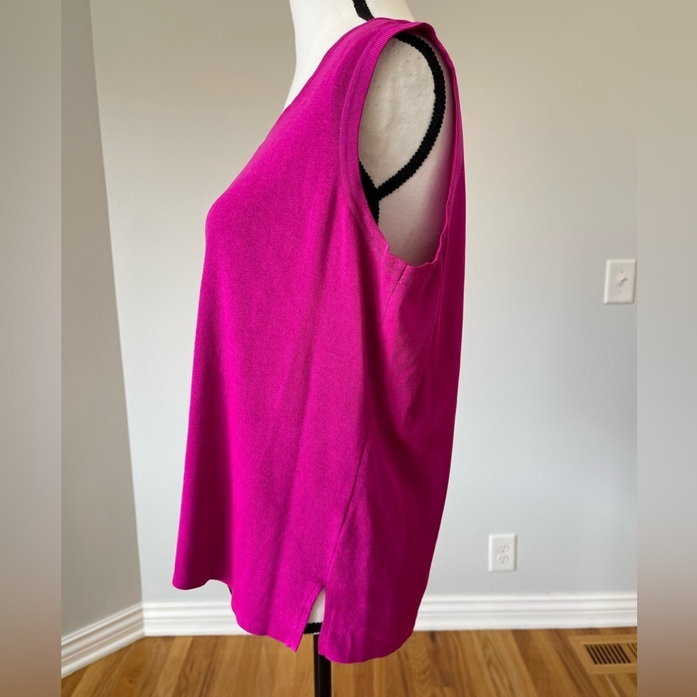 Ming Wang sized 0X fuchsia pink tank mature career work modest layer office - Picture 4 of 11